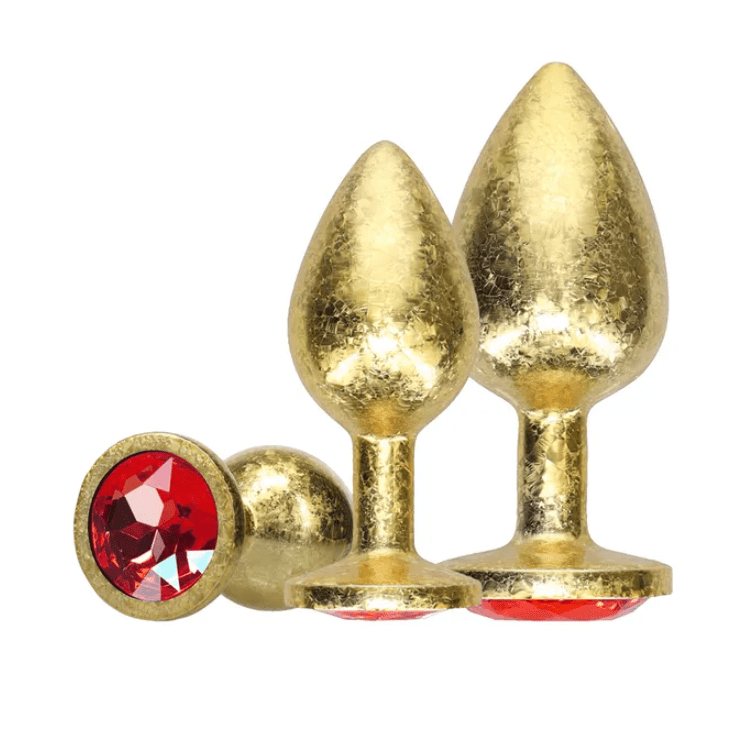Ouch! Milan Collection - Metal Anal Plug Set with Gem Base - Gold