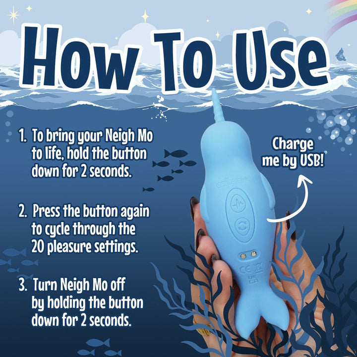 Unihorn of the Sea - Neigh Mo - The Narwhal Stimulator - Blue