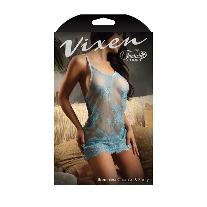Vixen Breathless Lace Lace Chemise & Panty - Blue - OS