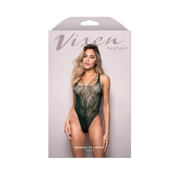 Vixen Enemies To lovers - Seamless Lace Teddy - Green - OS