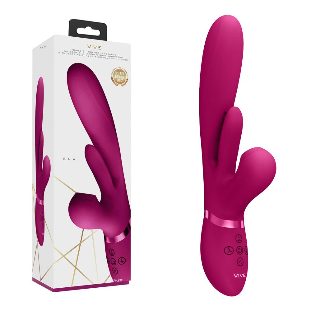 Vive Ena - Thrusting Vibrator with Air Wave Stimulator - Pink