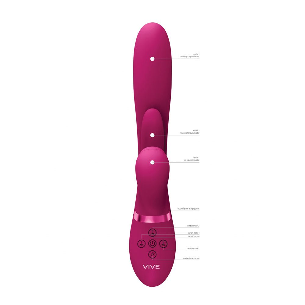 Vive Ena - Thrusting Vibrator with Air Wave Stimulator - Pink