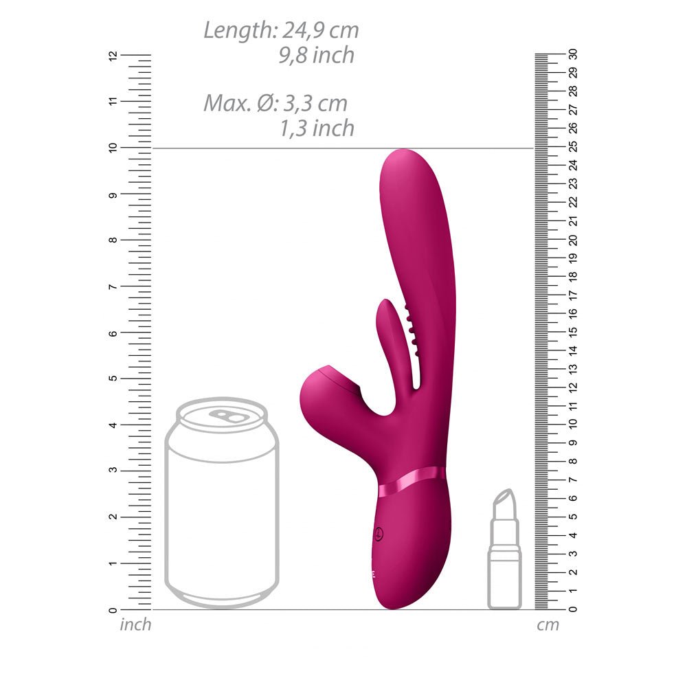 Vive Ena - Thrusting Vibrator with Air Wave Stimulator - Pink