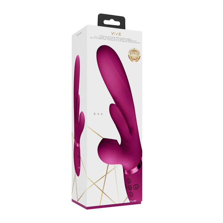 Vive Ena - Thrusting Vibrator with Air Wave Stimulator - Pink