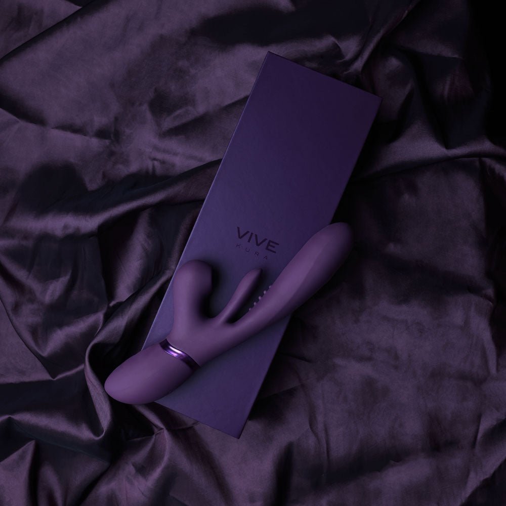 Vive Ena - Thrusting Vibrator with Air Wave Stimulator - Purple