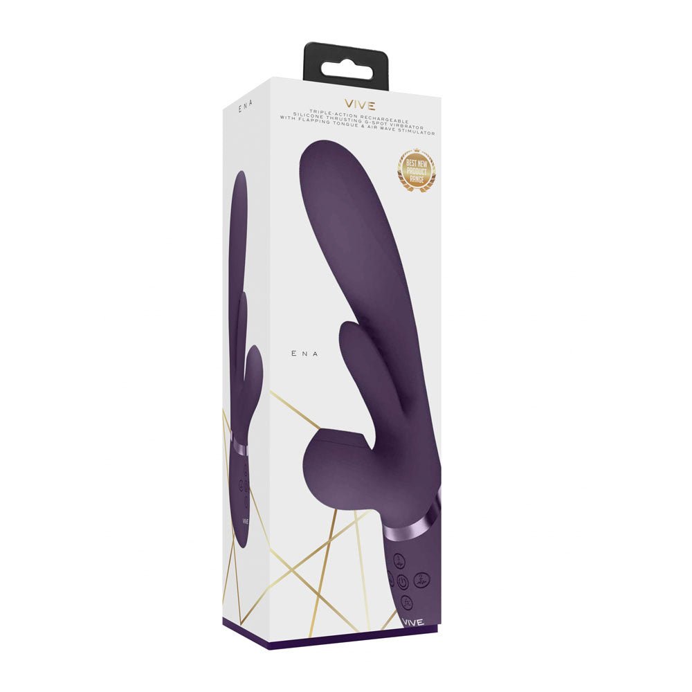 Vive Ena - Thrusting Vibrator with Air Wave Stimulator - Purple