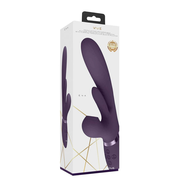 Vive Ena - Thrusting Vibrator with Air Wave Stimulator - Purple