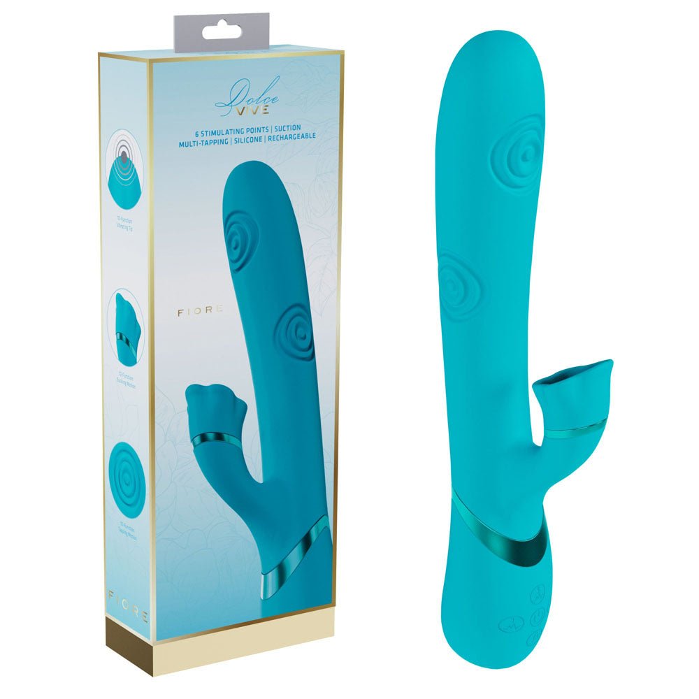 Vive Fiore Tapping Rabbit Vibrator - Blue