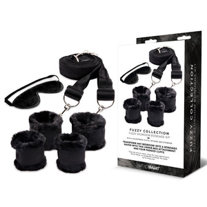 WhipSmart Fuzzy Bedroom Bondage Kit - Under The Bed Restraint Set - Black