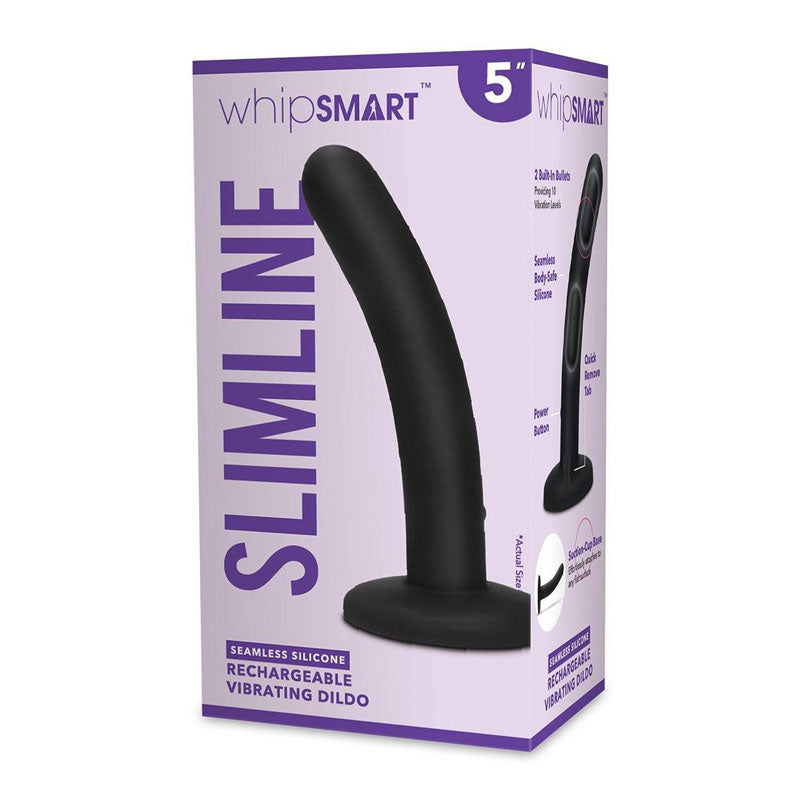 WhipSmart 5 Inch Slimline Vibrating Dildo - Black