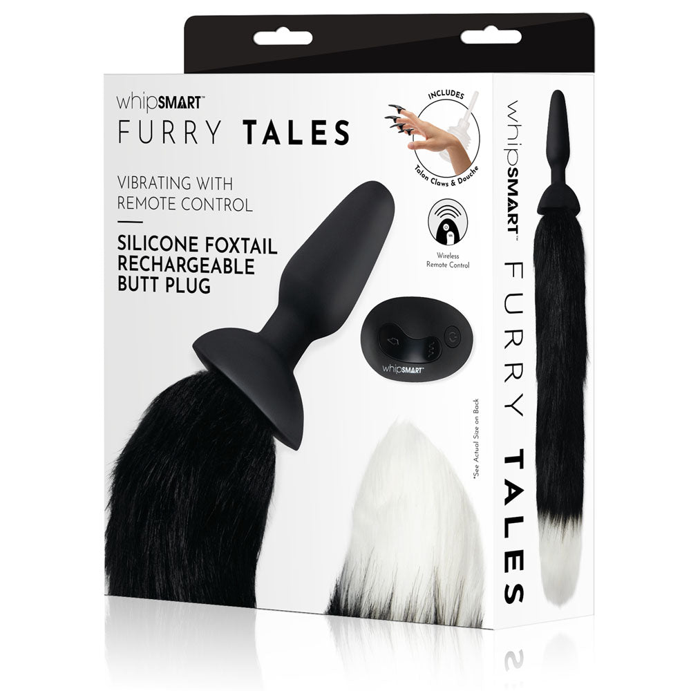 WhipSmart Furry Tales Black Foxtail Vibrating Butt Plug