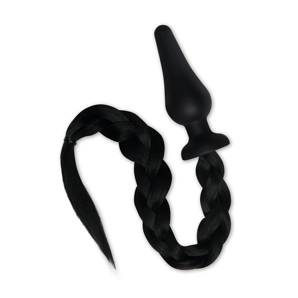 WhipSmart Furry Tales 4 Inch Pony Tail Butt Plug - Black