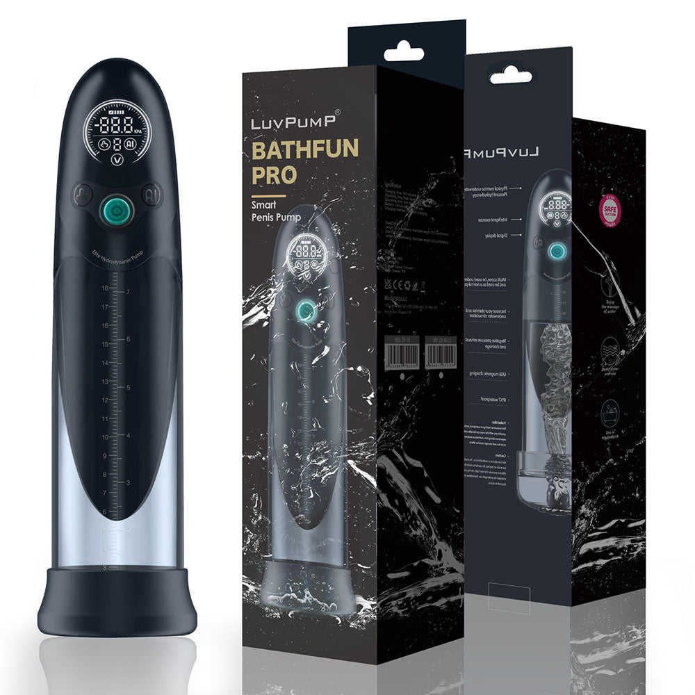 LuvPump Bathfun Pro - Waterproof Smart Automatic Penis Pump - Black