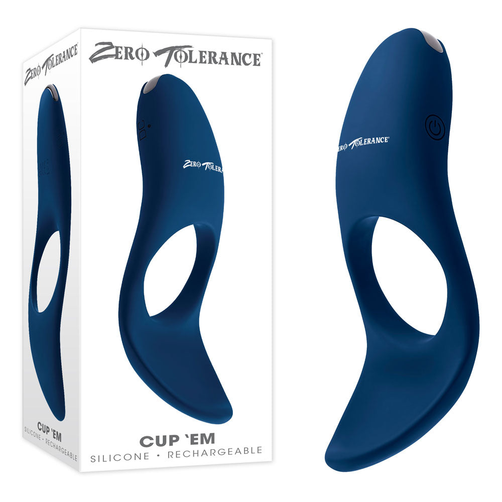 Zero Tolerance Cup 'Em Vibrating Cock Ring - Blue