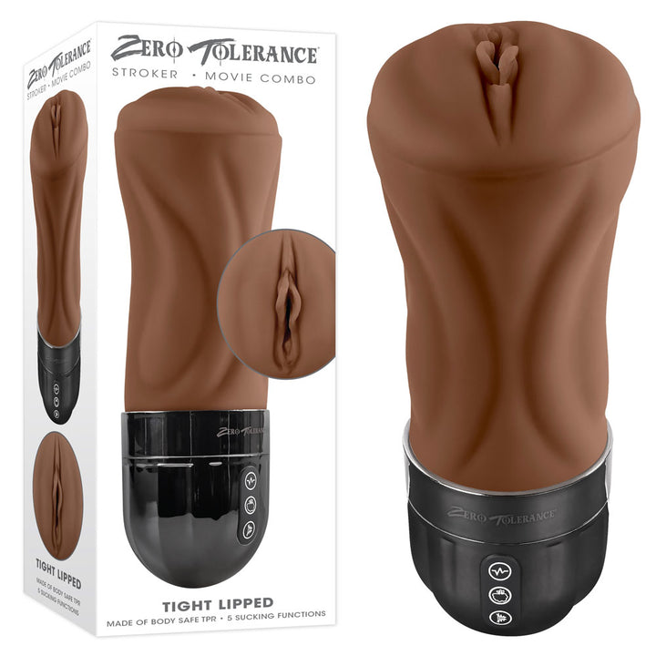 Zero Tolerance Tight Lipped - Vibrating Stroker - Brown