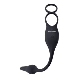 Zero Tolerance Plug & Tug - Vibrating Cock Ring with Anal Plug  - Black