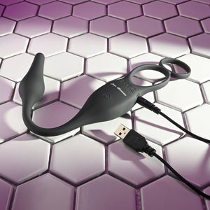 Zero Tolerance Plug & Tug - Vibrating Cock Ring with Anal Plug  - Black