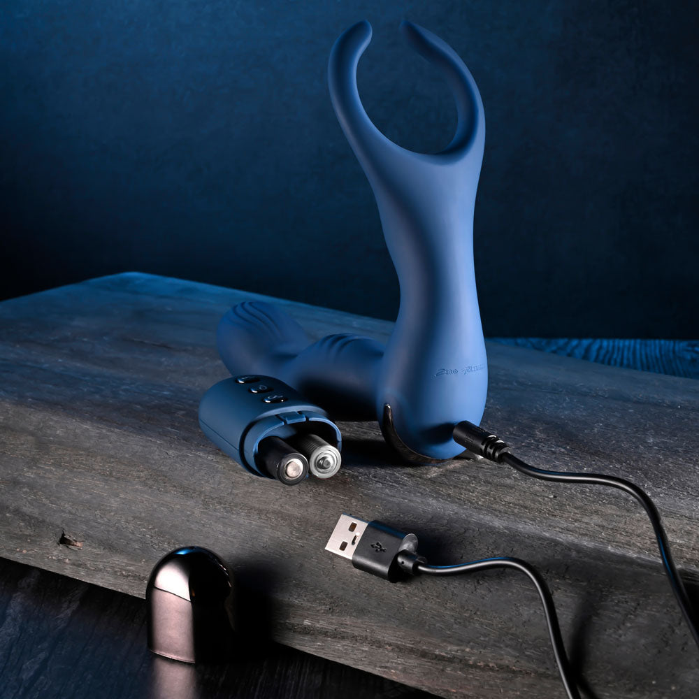 Zero Tolerance By All Means - Prostate Massager with Cock Ring - Blue