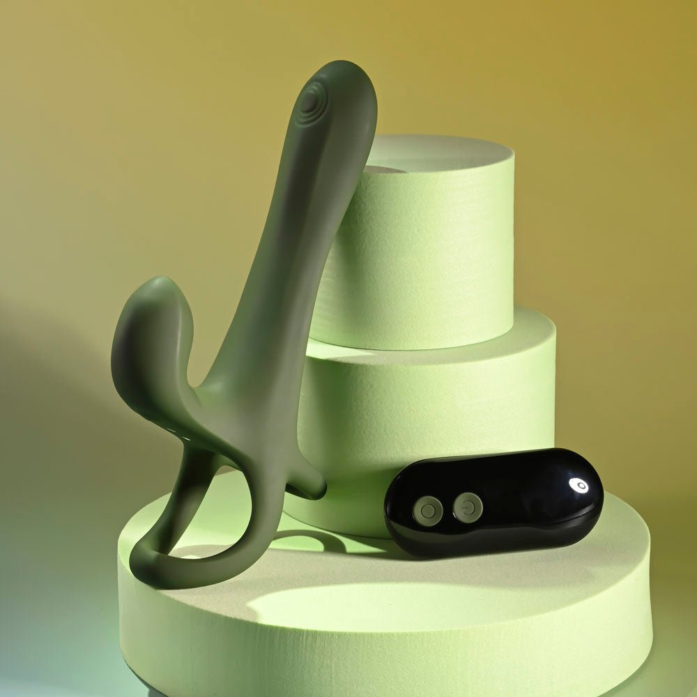 Zero Tolerance Strap, Tap & Go Vibrating Penis Sleeve with Remote - Green