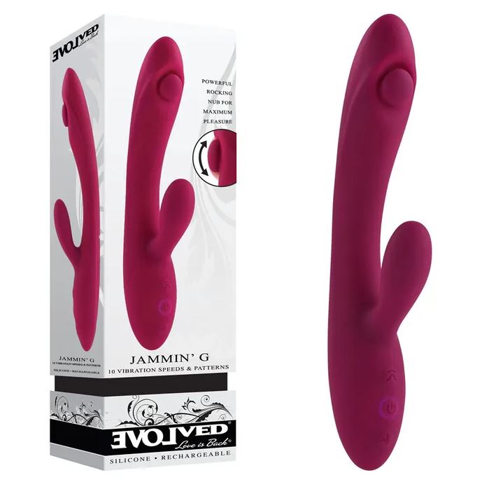 Evolved Jammin'G Rabbit Vibrator - Burgundy