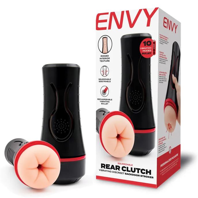 Envy Squeezable Rear Clutch Vibrating Stroker - Flesh