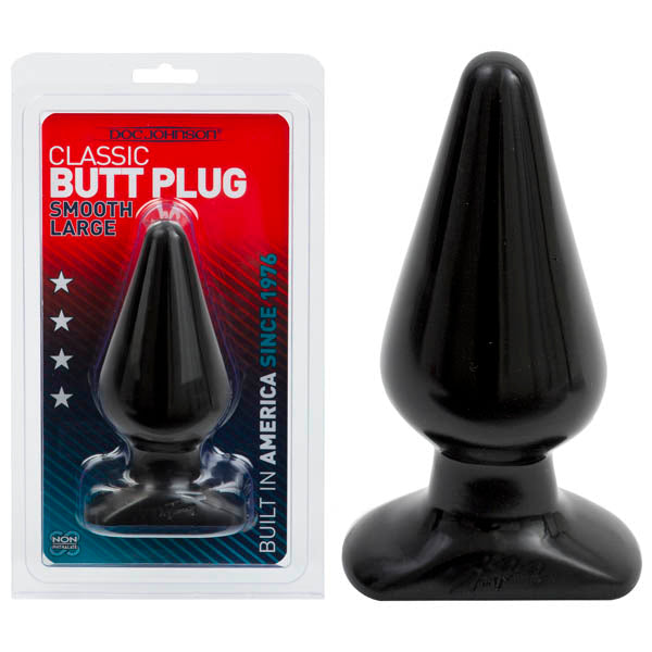 Classic Butt Plug - Black 15.3 cm (6'') Large Smooth Butt Plug
