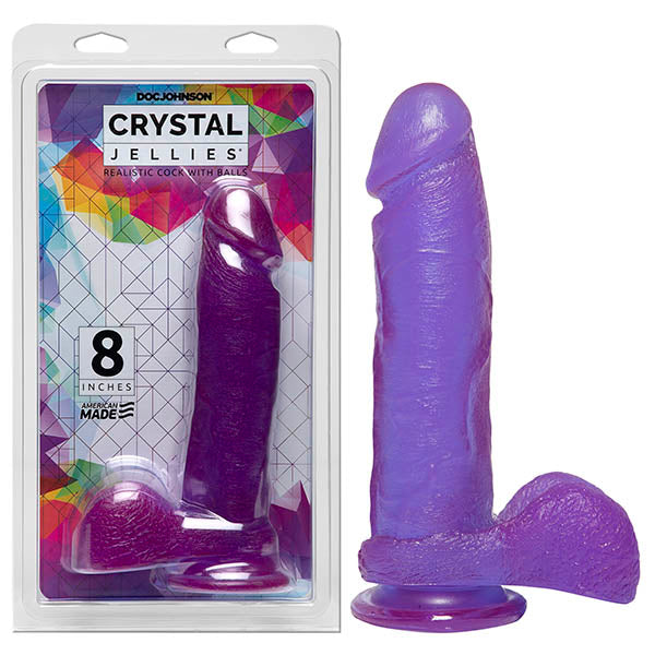 Crystal Jellies 8'' Realistic Cock with Balls - Purple 20.3 cm Dong