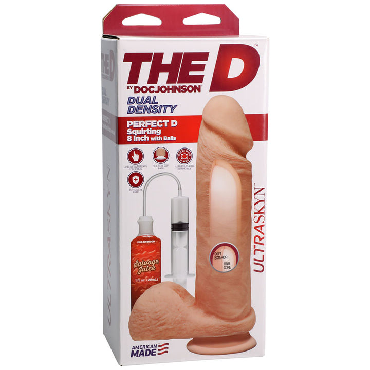 The D Perfect D Squirting 8 Inch with Balls - Flesh
