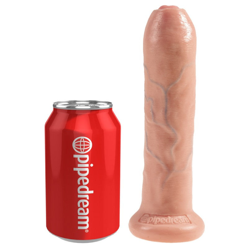 King Cock 7 inch Uncut Dildo - Flesh with Harness