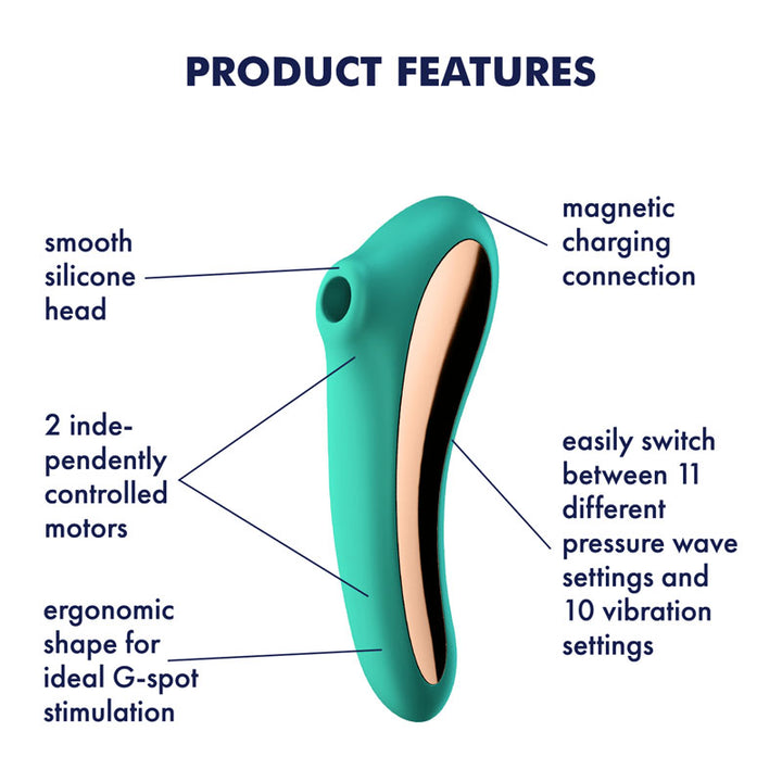 Satisfyer Dual Kiss - App Contolled - Clitoral Stimulator - Turquoise