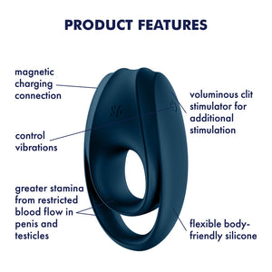 Satisfyer Incredible Duo - Dark Blue Cock & Balls Ring