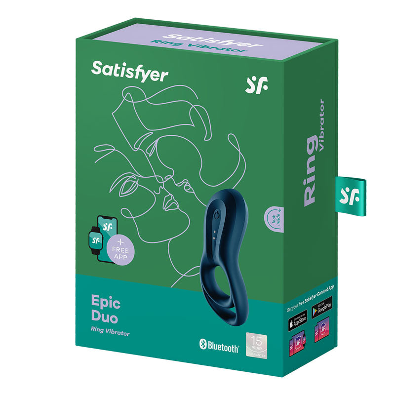 Satisfyer Epic Duo - Navy Blue - Cock & Balls Ring with App Control