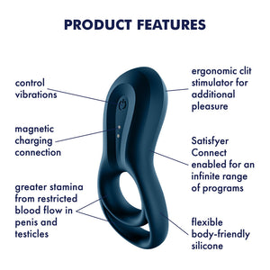 Satisfyer Epic Duo - Navy Blue - Cock & Balls Ring with App Control