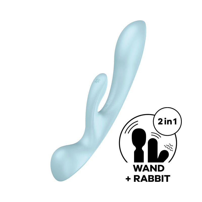 Satisfyer Triple Oh Rabbit Vibrator - Light Blue