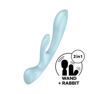Satisfyer Triple Oh Rabbit Vibrator - Light Blue