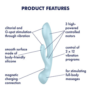 Satisfyer Triple Oh Rabbit Vibrator - Light Blue