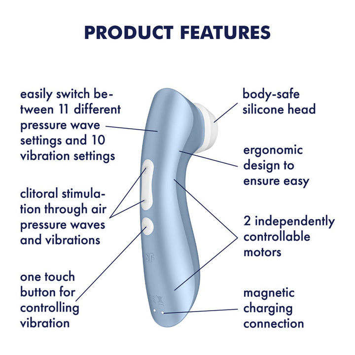 Satisfyer Pro 2+ Touch Free Clitoral Stimulator - Blue