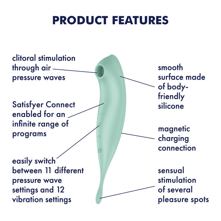 Satisfyer Twirling Pro+ Air Pulse Clitoral Vibrator with App Control - Mint