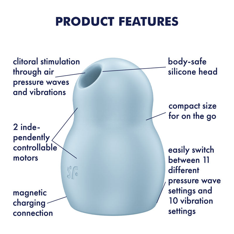 Satisfyer Pro To Go 1 Double Air Pulse Stimulator & Vibrator - Blue