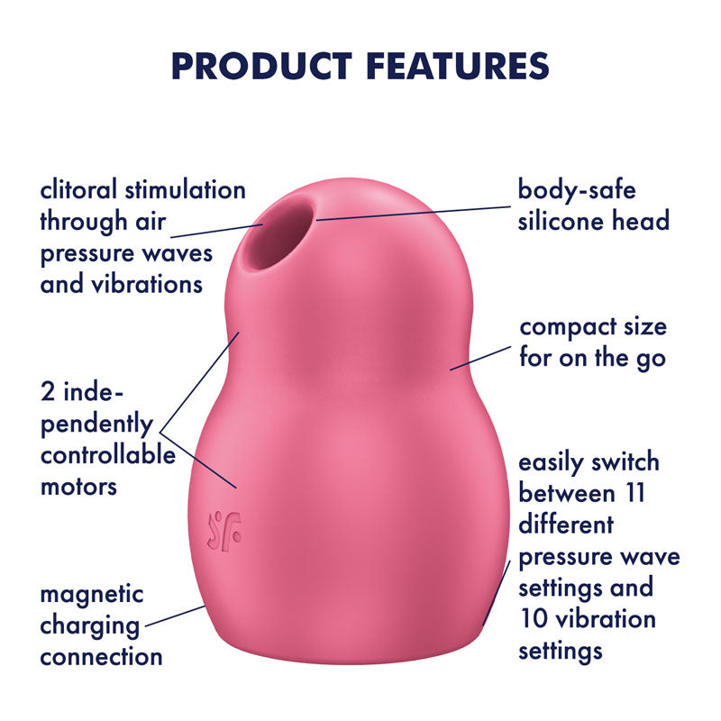 Satisfyer Pro To Go 1 Double Air Pulse Stimulator & Vibrator - Red