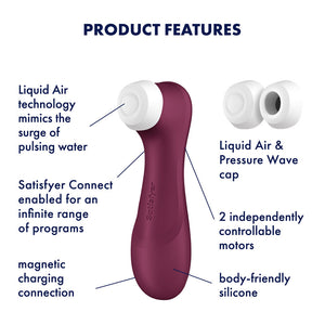 Satisfyer Pro 2 Gen 3 Clitoral Stimulator with App Control - Wine Red