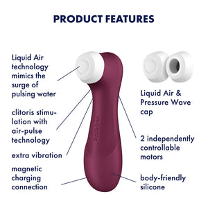 Satisfyer Pro 2 Gen 3 Touch-Free Clitoral Stimulator - Wine Red
