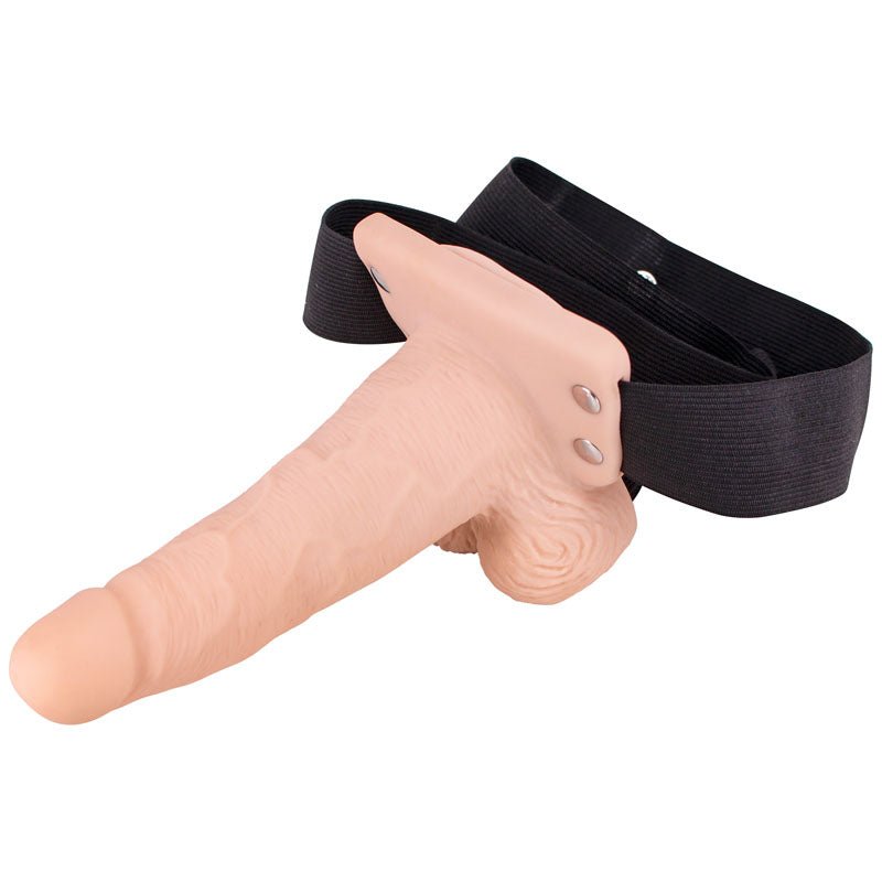 6 Inch Vibration Rechargeable Hollow Strap-On - Flesh 