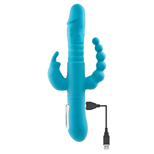Adam & Eve Eves Thrusting Triple Joy Rabbit with Anal Tickler - Teal