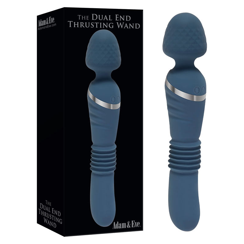 Adam & Eve The Dual End Thrusting Wand/Vibrator - Blue