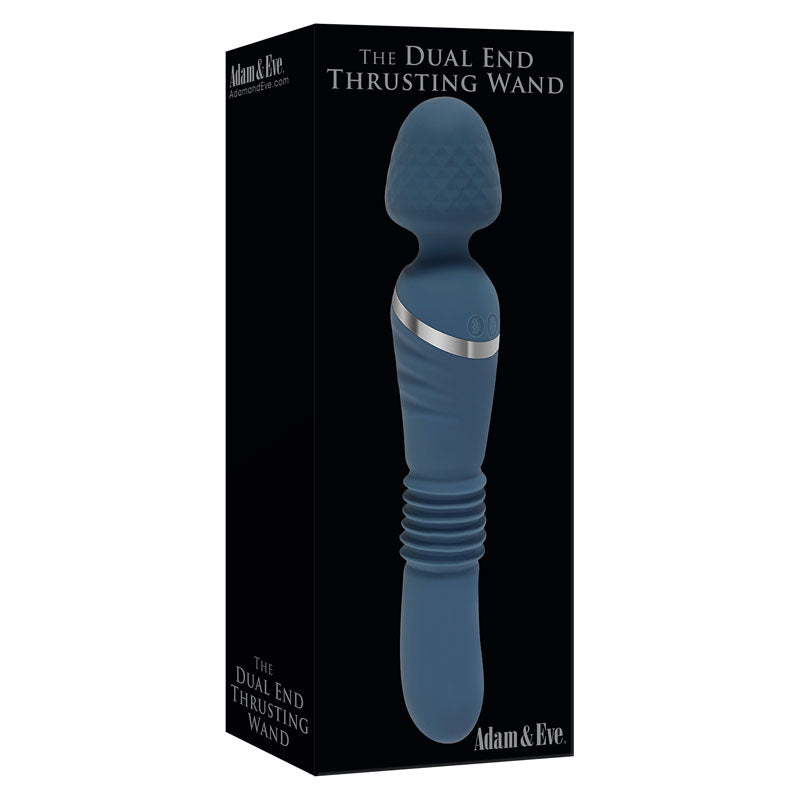 Adam & Eve The Dual End Thrusting Wand/Vibrator - Blue