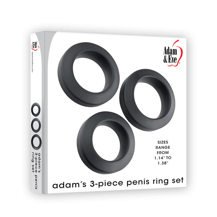 Adam & Eve Adams 3-Piece Penis Ring Set - Black