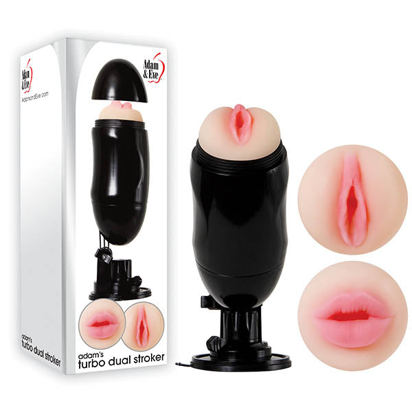 Adam & Eve Adam's Turbo Dual Stroker - Double Ended Masturbator with Suction Cup Stand
