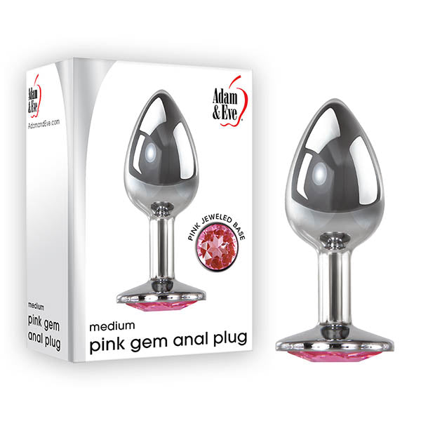 Adam & Eve Pink Gem Medium Metal Butt  Plug