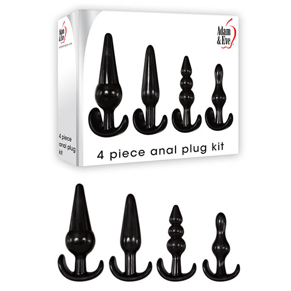 Adam & Eve Anal Plug Kit - 4 Piece Set - Black